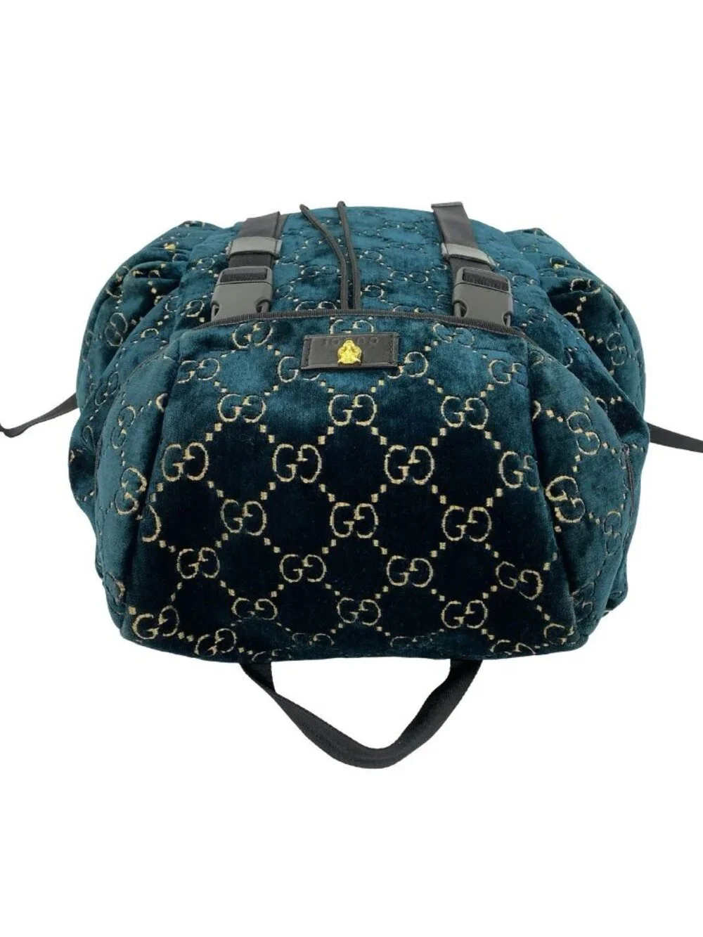 Gucci GG Velvet Velour Leather Backpack Green Black
